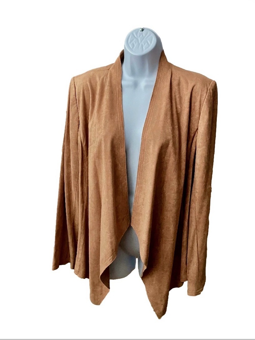 NWT Tahari Camel Suede-Look Open Draped Blazer Women’s Size 8